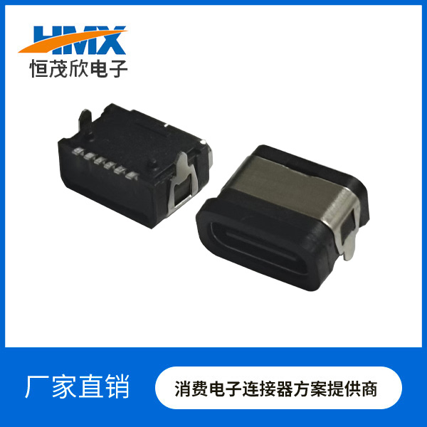 USB  TYPE C 6P防水母座 两脚 插板 L=.85